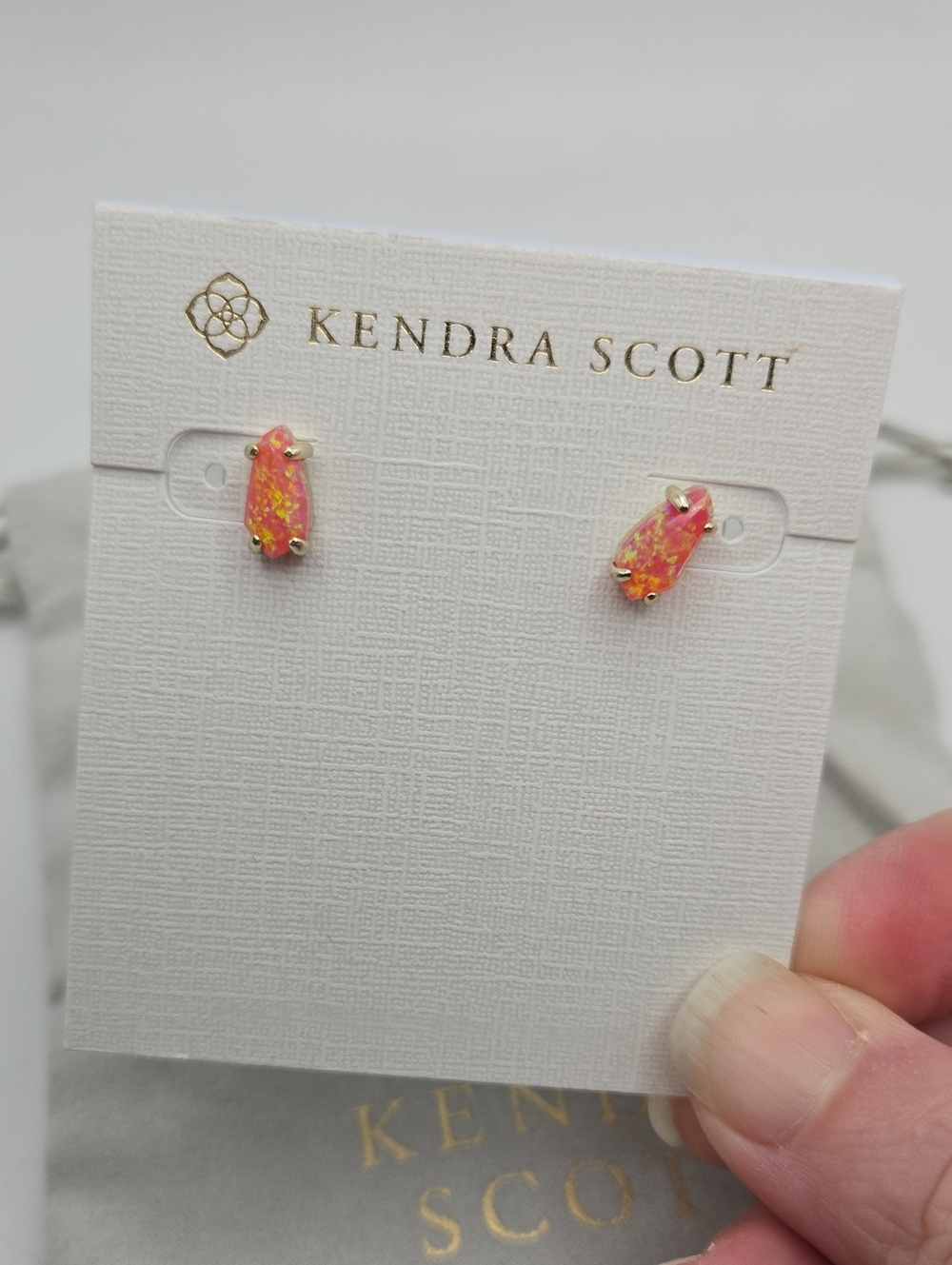 Kendra Scott Gold & Orange Coral Kyocera Opal Jillian Stud Earrings